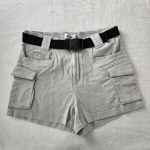 Refuge Cargo Shorts Womens Large Gray Hiking Utility Outdoor Belted Cotton